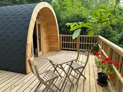 Balcon ou terrasse dans l'établissement LOGEMENT INSOLITE Pod sur Pilotis