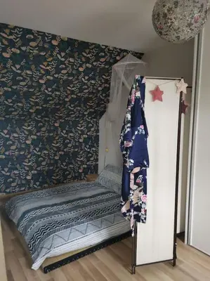 Un ou plusieurs lits dans un hébergement de l'établissement Grande maison de Touraine avec piscine chauffée