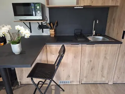Cuisine ou kitchenette dans l'établissement l'Escapade Montaise spa privé