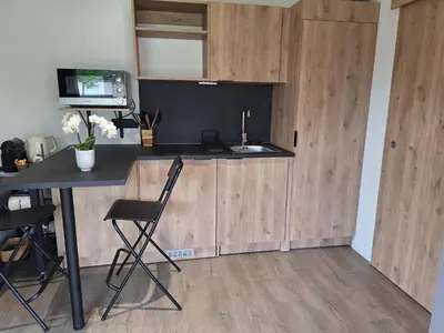 Cuisine ou kitchenette dans l'établissement l'Escapade Montaise spa privé