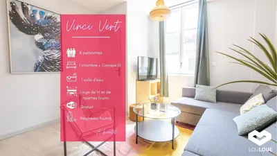 Télévision ou salle de divertissement dans l'établissement « AU VINCI VERT » Appartement 4 pers. NEUF