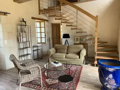 Coin salon dans l'établissement Charmante maison en Touraine, entre champs et châteaux