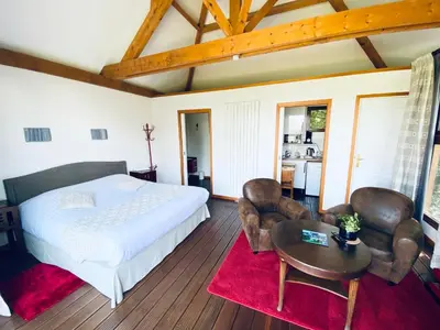 Un ou plusieurs lits dans un hébergement de l'établissement Cabane avec Jacuzzi privatif du Manoir du Parc - Adults only