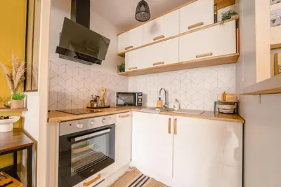 Cuisine ou kitchenette dans l'établissement Tiaré
