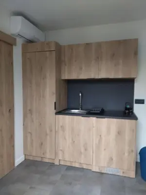 Cuisine ou kitchenette dans l'établissement Au coin des Lilas - studio 2