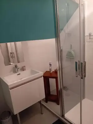 Salle de bains dans l'établissement Maisons du château
