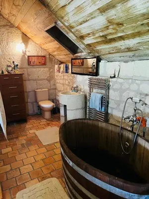 Salle de bains dans l'établissement Château de la Thibaudière - Chambre des oiseaux