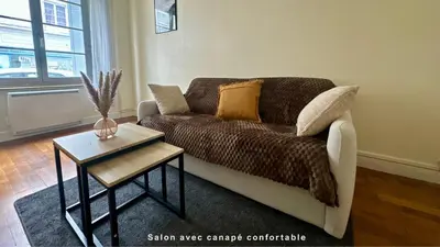 Coin salon dans l'établissement T2 cosy à deux pas de la Loire