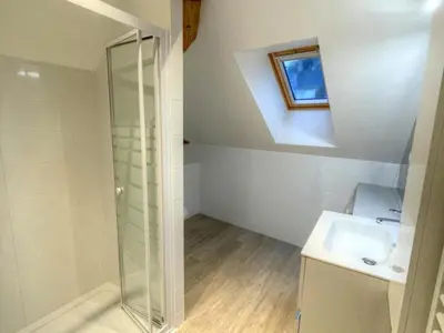 Salle de bains dans l'établissement Gîte élégant avec climatisation, jardin et Wi-Fi près des Châteaux et Zoo de Beauval - FR-1-491-453