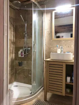 Salle de bains dans l'établissement Le Petit Clos d'Anjou avec Bain nordique et sauna