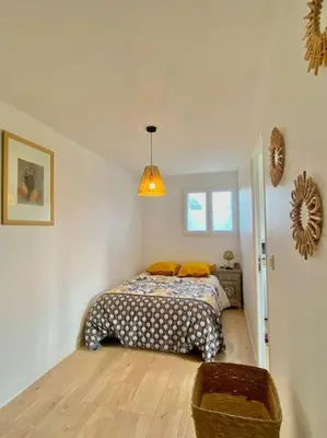 Un ou plusieurs lits dans un hébergement de l'établissement gîte chez Sandra Entrée indépendante
