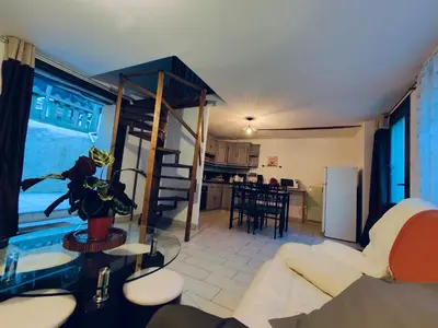 Cuisine ou kitchenette dans l'établissement Petit gîte Montbazon