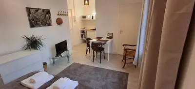 Télévision ou salle de divertissement dans l'établissement appartement central chez Eric N4