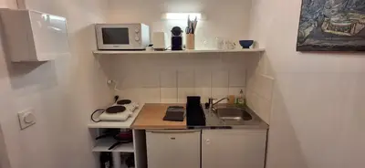 Cuisine ou kitchenette dans l'établissement appartement central chez Eric N4