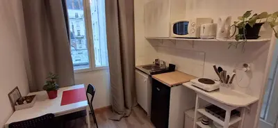 Cuisine ou kitchenette dans l'établissement Appartement plein centre chez Eric n3