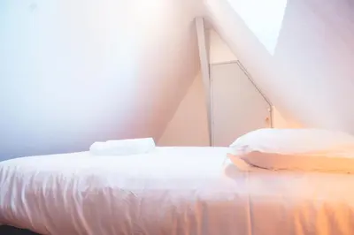 Un ou plusieurs lits dans un hébergement de l'établissement Le Nid dAigle - Spacieux logement sous les toits