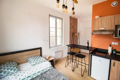 Cuisine ou kitchenette dans l'établissement Studios Saint Jacques, Châtellerault