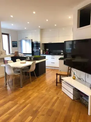 Cuisine ou kitchenette dans l'établissement Cosy apartment centre Le Mans 5min train station