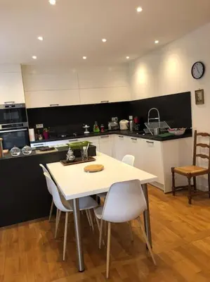 Cuisine ou kitchenette dans l'établissement Cosy apartment centre Le Mans 5min train station