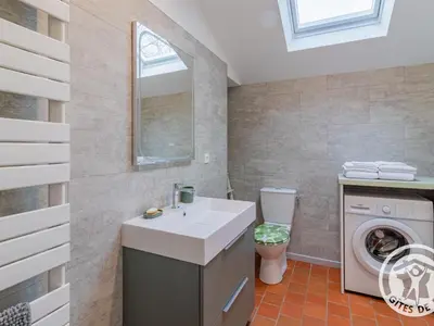 Salle de bains dans l'établissement Charmant gîte près d'Angers avec extérieur privé - FR-1-622-93