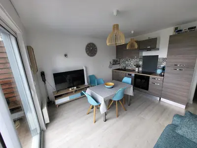Cuisine ou kitchenette dans l'établissement Relais du plessis