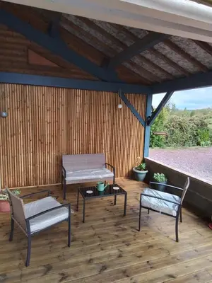 Balcon ou terrasse dans l'établissement Studio avec jardin