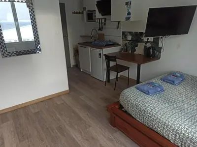Un ou plusieurs lits dans un hébergement de l'établissement Studio Cosy renove 2023 avec garage