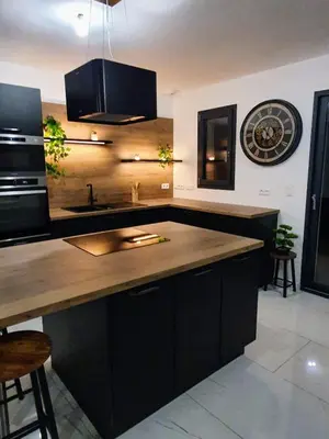 Cuisine ou kitchenette dans l'établissement Ideal 24h Le Mans and horse European pole