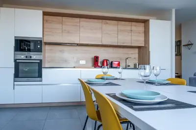 Cuisine ou kitchenette dans l'établissement Appartement vue Cher sud Tours parking
