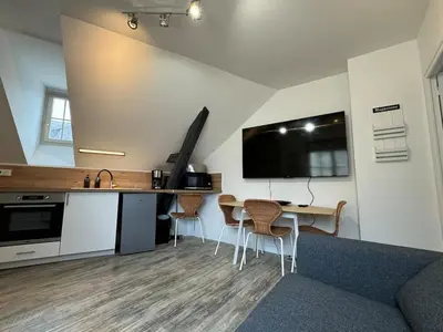 Cuisine ou kitchenette dans l'établissement Appart T2 cosy - 4 pers - Centre Baugé