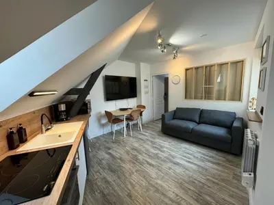 Télévision ou salle de divertissement dans l'établissement Appart T2 cosy - 4 pers - Centre Baugé