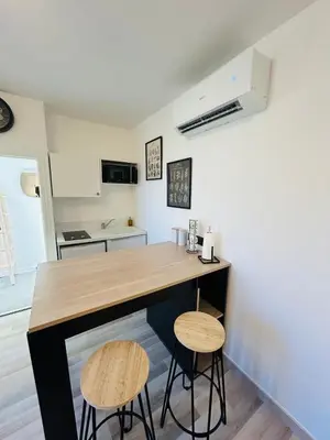 Cuisine ou kitchenette dans l'établissement Appartement charmant proche Gare