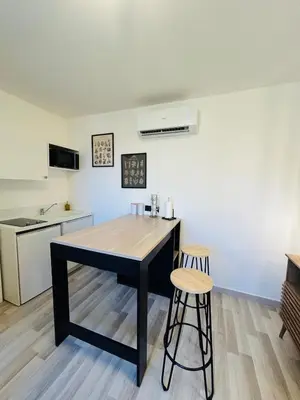 Cuisine ou kitchenette dans l'établissement Appartement charmant proche Gare