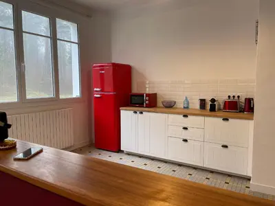 Cuisine ou kitchenette dans l'établissement Maison familiale près du Zoo et du circuit - FR-1-410-463
