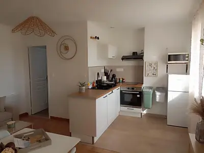 Cuisine ou kitchenette dans l'établissement La petite maison à la campagne !