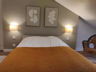 Un ou plusieurs lits dans un hébergement de l'établissement Grand appart 2 chambres - Hyper centre - Calme