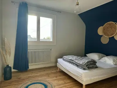 Un ou plusieurs lits dans un hébergement de l'établissement Grande Maison-5 min de Chambord-3 chambres-Loire à vélo 100 m- 10 min de Blois