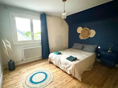 Un ou plusieurs lits dans un hébergement de l'établissement Grande Maison-5 min de Chambord-3 chambres-Loire à vélo 100 m- 10 min de Blois
