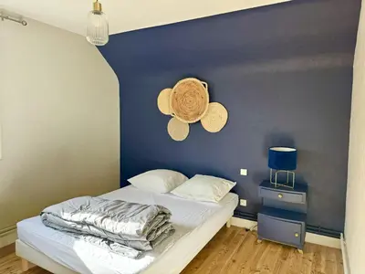 Un ou plusieurs lits dans un hébergement de l'établissement Grande Maison-5 min de Chambord-3 chambres-Loire à vélo 100 m- 10 min de Blois