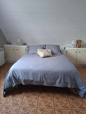 Un ou plusieurs lits dans un hébergement de l'établissement La chambre aux papillons