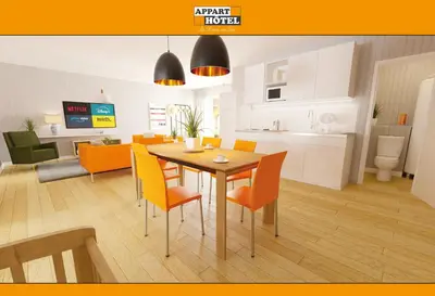 Cuisine ou kitchenette dans l'établissement APPART'HÔTEL Les Prés Blondeau, 1 à 10 personnes, 3 chambres, Terrasse, Parking privé, Wifi, Arrivée autonome 24-7