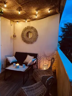 Coin salon dans l'établissement Appartement de la Famille Chat