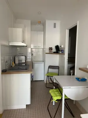 Cuisine ou kitchenette dans l'établissement Joli studio avec balcon