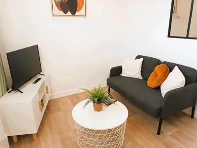 Télévision ou salle de divertissement dans l'établissement Le nid d'Origet centre-ville wifi cosy