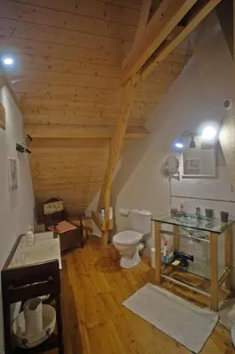 Salle de bains dans l'établissement Gîte semi-troglodytique du Vieux Chai de Trôo