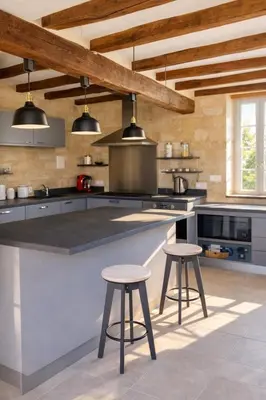 Cuisine ou kitchenette dans l'établissement La longère du golf