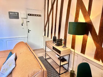 Coin salon dans l'établissement Charmant studio à deux pas de la gare
