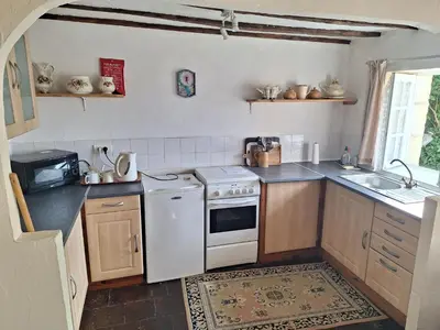 Cuisine ou kitchenette dans l'établissement Boumelle Gites