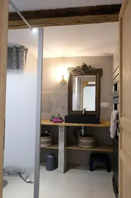 Salle de bains dans l'établissement Le Clos des 2 Lys charmant gîte avec spa en Touraine