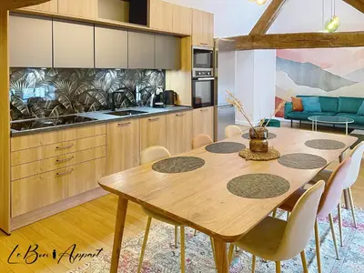 Cuisine ou kitchenette dans l'établissement Le Bon'Appart au Cœur de Saumur